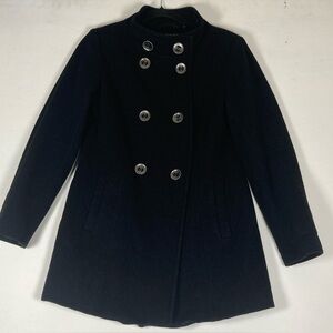 Kristen Blake Women's Coat Merino Wool Blend Double Breasted Black Size 6